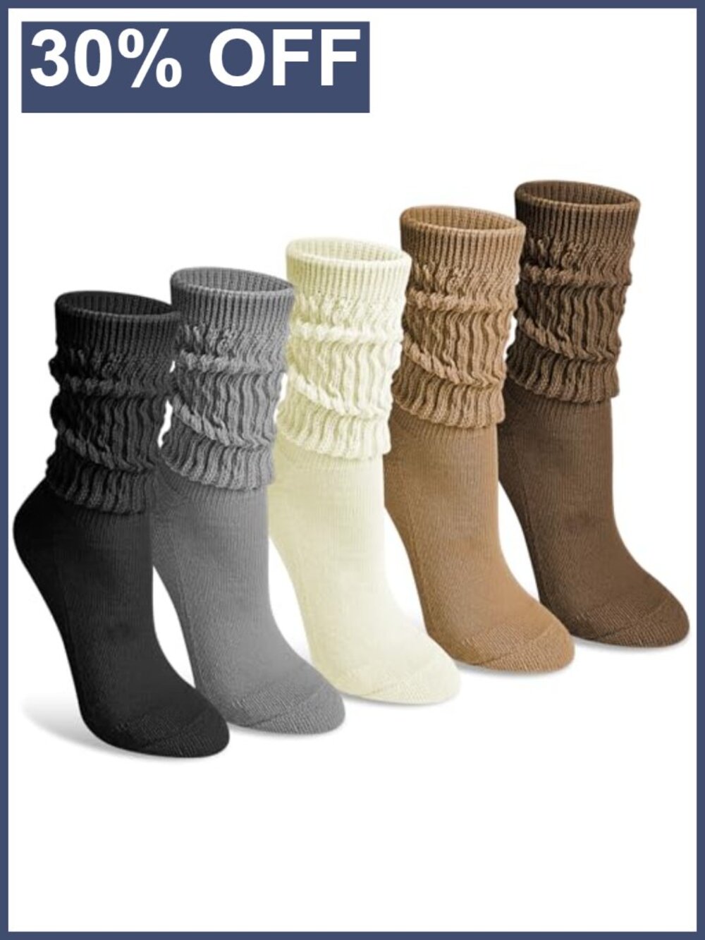 Slouchy Socks for Women Cotton Blend Crew Calf Boot Socks 5 Pairs